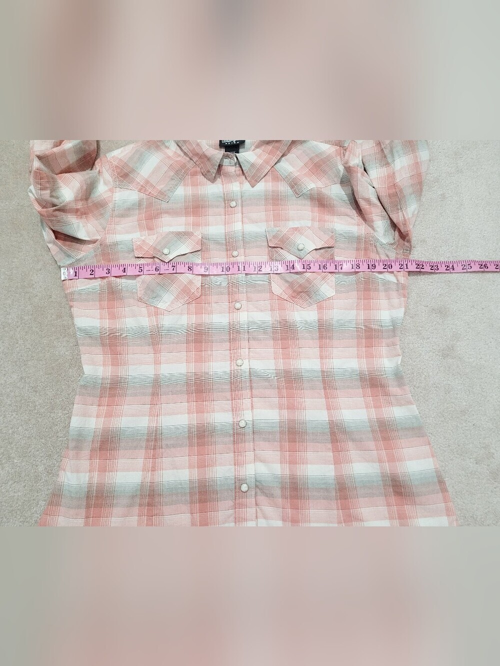 Wrangler Retro Western Plaid Snap Front Shirt Womens Size Large Pink 100% Cotton - Picture 10 of 14